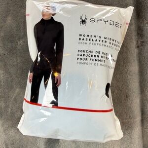 Spyder Womens Midweight Baselayer Hoodie Black High Performance Comfort Size L